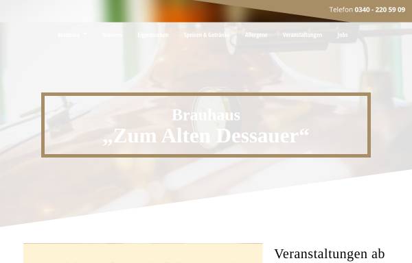 Vorschau von www.alter-dessauer.de, Brauhaus zum Alten Dessauer