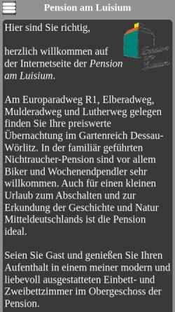 Vorschau der mobilen Webseite www.pension-am-luisium.de, Pension Am Luisium