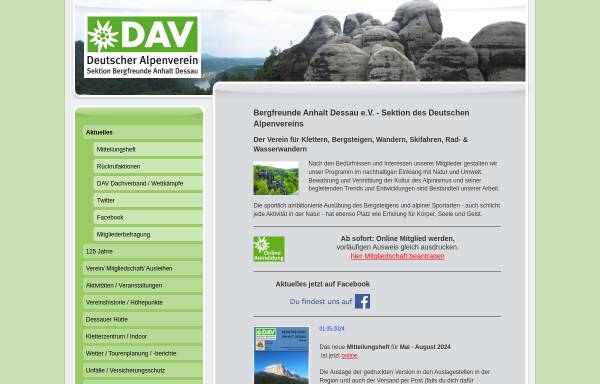 Vorschau von www.dav-dessau.de, Bergfreunde Anhalt Dessau e.V.