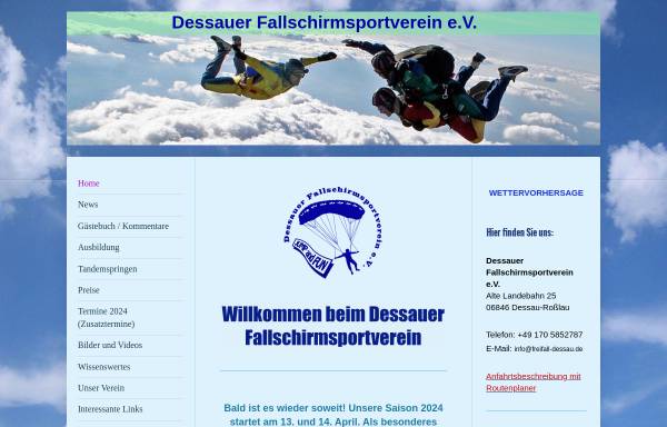 Vorschau von www.freifall-dessau.de, Dessauer Fallschirmsportverein e.V.