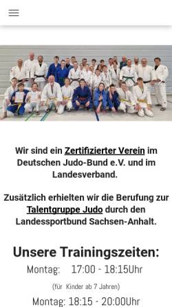 Vorschau der mobilen Webseite www.judo-dessau.de, 1. Dessauer Judo-Club e.V.