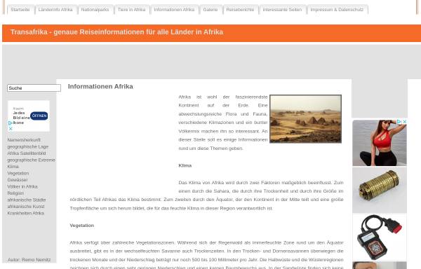Vorschau von www.transafrika.org, Geographische Informationen zu Afrika