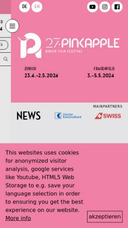 Vorschau der mobilen Webseite www.pinkapple.ch, Pink Apple