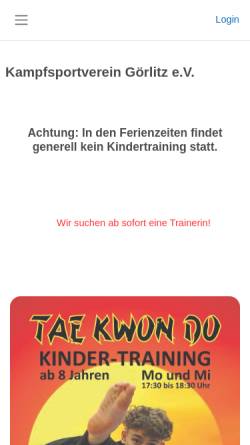 Vorschau der mobilen Webseite ksvg.de, Kampfsportverein Görlitz e.V.