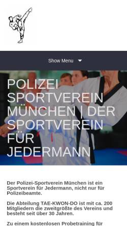 Vorschau der mobilen Webseite www.polizei-sv-muenchen.de, Taekwondo beim Polizei-Sportverein München