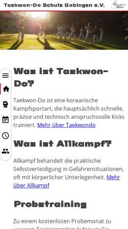 Vorschau der mobilen Webseite taekwondo-schule-bobingen.de, Taekwon-do Schule Bobingen e.V.