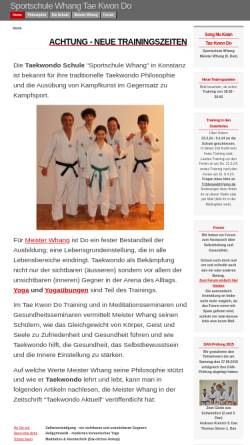 Vorschau der mobilen Webseite www.sportschule-whang.com, Taekwondo Schule Whang Konstanz