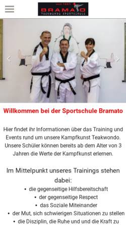 Vorschau der mobilen Webseite www.bramato.de, Taekwondo Sportschule Bramato Stuttgart-Vaihingen