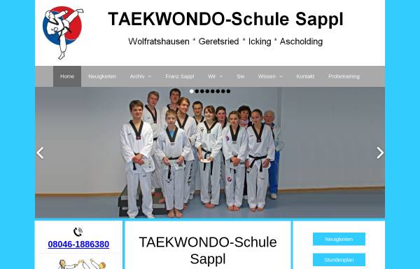 Vorschau von dochang.de, Taekwondo-Schule Sappl