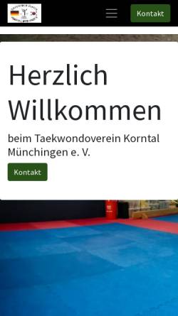 Vorschau der mobilen Webseite taekwondoverein.de, Taekwondoverein Korntal-Münchingen e.V.