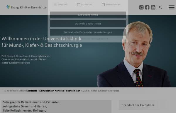 Vorschau von www.mkg-chirurgie-essen.de, Universitätsklinik für Mund-, Kiefer- und Gesichtschirurgie