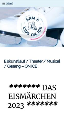 Vorschau der mobilen Webseite www.eistheater.de, Anjas Kids on Ice