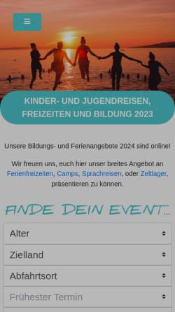 Vorschau der mobilen Webseite www.jugendwerksreisen.de, Jugendwerke der Arbeiterwohlfahrt