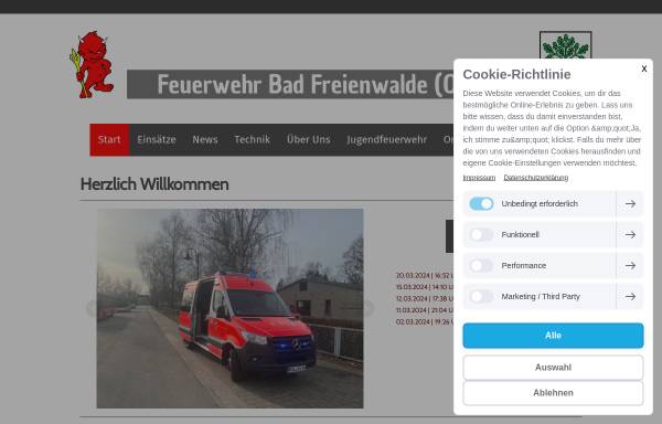 Vorschau von www.feuerwehr-bad-freienwalde.de, Freiwillige Feuerwehr Hohenwutzen