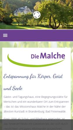 Vorschau der mobilen Webseite www.malche.net, Missionshaus Malche e. V.