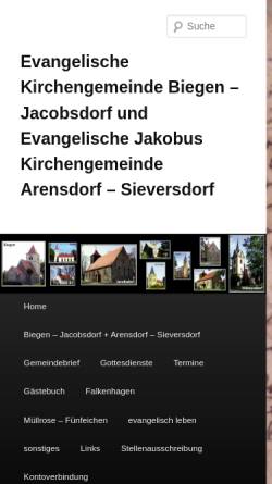 Vorschau der mobilen Webseite kirchebiegen.bplaced.net, Evangelische Kirchengemeinde