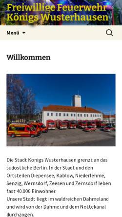 Vorschau der mobilen Webseite feuerwehr-kw.de, Freiwillige Feuerwehr Königs Wusterhausen