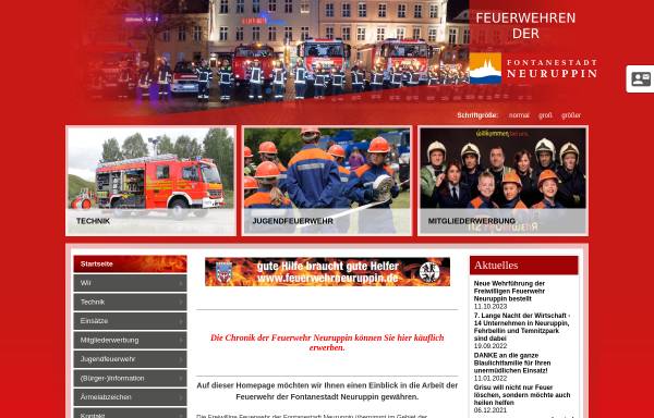 Vorschau von www.feuerwehrneuruppin.de, Freiwillige Feuerwehr der Fontanestadt Neuruppin
