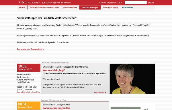 Vorschau von www.friedrichwolf.de, Friedrich-Wolf-Gesellschaft