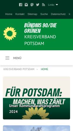 Vorschau der mobilen Webseite www.gruene-potsdam.de, Bündnis 90/Die Grünen Potsdam