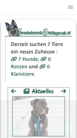 Vorschau der mobilen Webseite www.tierheim-goe.de, Tierheim Göttingen