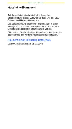 Vorschau der mobilen Webseite www.hagen-altewiek.de, CDU-Ortsverband Hagen-Altewiek und Stadtteilzeitung Hagen-Altewiek aktuell