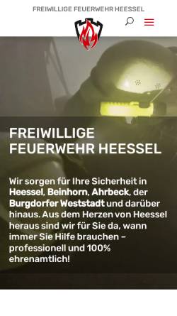 Vorschau der mobilen Webseite www.heessel.de, Freiwillige Feuerwehr Stadt Burgdorf Ortsfeuerwehr Heessel