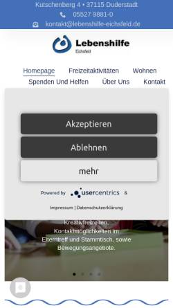Vorschau der mobilen Webseite www.lebenshilfe-eichsfeld.de, Lebenshilfe Eichsfeld e.V.