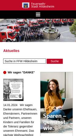 Vorschau der mobilen Webseite www.freiwillige-feuerwehr-hildesheim.de, Freiwillige Feuerwehr Hildesheim