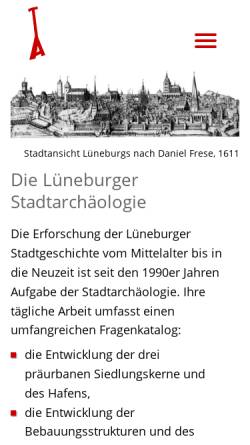 Vorschau der mobilen Webseite www.stadtarchaeologie-lueneburg.de, Lüneburger Stadtarchäologie e.V.