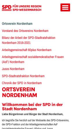 Vorschau der mobilen Webseite www.spd-nordenham.de, SPD-Stadtverband