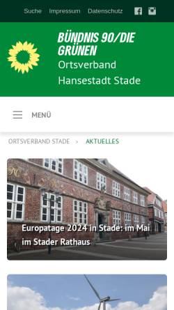 Vorschau der mobilen Webseite gruene-ov-stade.de, Bündnis 90/Die Grünen Stade