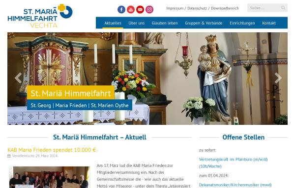 Vorschau von www.mariae-himmelfahrt-vechta.de, Pfarrgemeinde St. Mariä Himmelfahrt