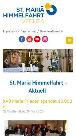 Vorschau der mobilen Webseite www.mariae-himmelfahrt-vechta.de, Pfarrgemeinde St. Mariä Himmelfahrt