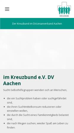Vorschau der mobilen Webseite www.kreuzbund-aachen.de, Kreuzbund Diözesanverband Aachen