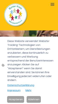 Vorschau der mobilen Webseite bunter-kreis-muensterland.de, Der bunte Kreis Münsterland - Verein zur Familiennachsorge e.V.