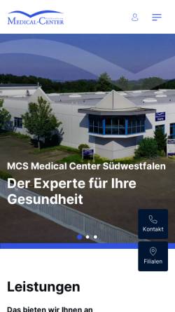 Vorschau der mobilen Webseite www.mcs-medicalcenter.de, Medical-Center Südwestfalen GmbH & Co. KG