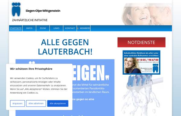 Vorschau von www.zsow.de, Zahnärztliche Interessengemeinschaft Siegen - Olpe - Wittgenstein (ZSOW)