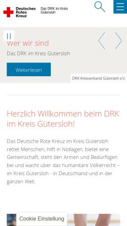 Vorschau der mobilen Webseite www.drk-guetersloh.de, Deutsches Rotes Kreuz (DRK), Kreisverband Gütersloh e.V.