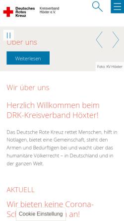 Vorschau der mobilen Webseite www.hoexter.drk.de, DRK Kreisverband Höxter e.V.