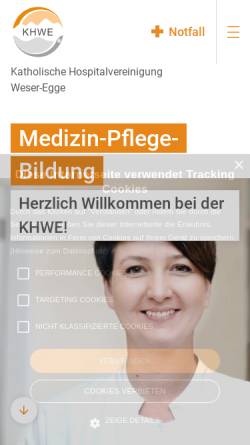 Vorschau der mobilen Webseite www.khwe.de, Katholische Hospitalvereinigung Weser - Egge gGmbH