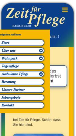 Vorschau der mobilen Webseite www.zeit-fuer-pflege.de, Zeit für Pflege H. Rochell GmbH