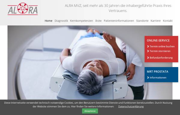 Vorschau von www.alra.de, Apparategemeinschaft lippischer Radiologen (ALRA), Lemgo