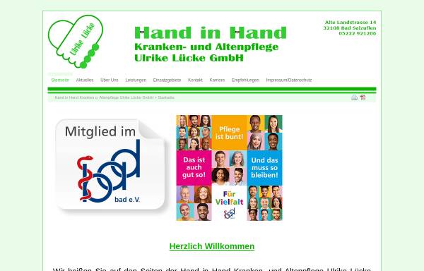 Vorschau von www.pflege-badsalzuflen.de, Hand in Hand Kranken- und Altenpflege Ulrike Lücke GmbH
