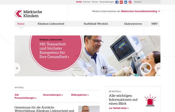 Vorschau von www.maerkische-kliniken.de, Märkische Kliniken GmbH