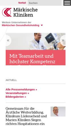Vorschau der mobilen Webseite www.maerkische-kliniken.de, Märkische Kliniken GmbH