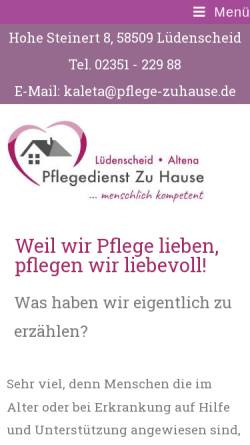 Vorschau der mobilen Webseite www.pflege-zuhause.de, Zu Hause - Ambulanter Pflegedienst in Altena und Lüdenscheid