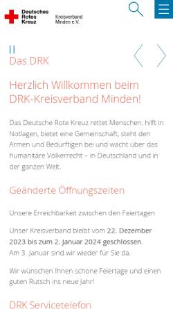 Vorschau der mobilen Webseite www.drk-kv-minden.de, DRK Kreisverband Minden e.V.