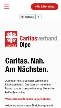 Vorschau der mobilen Webseite www.caritas-olpe.de, Caritasverband Olpe e.V.