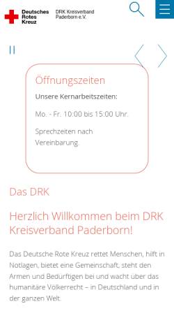 Vorschau der mobilen Webseite www.drk-paderborn.de, DRK-Kreisverband Paderborn e.V.
